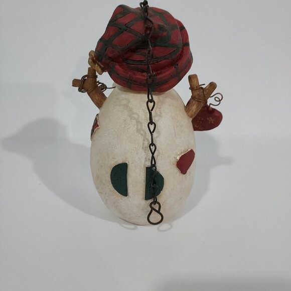 Birdhouse Garden Hummingbird Snowman with Mittens Hearts Red Plaid Hat Resin - Picture 6 of 8